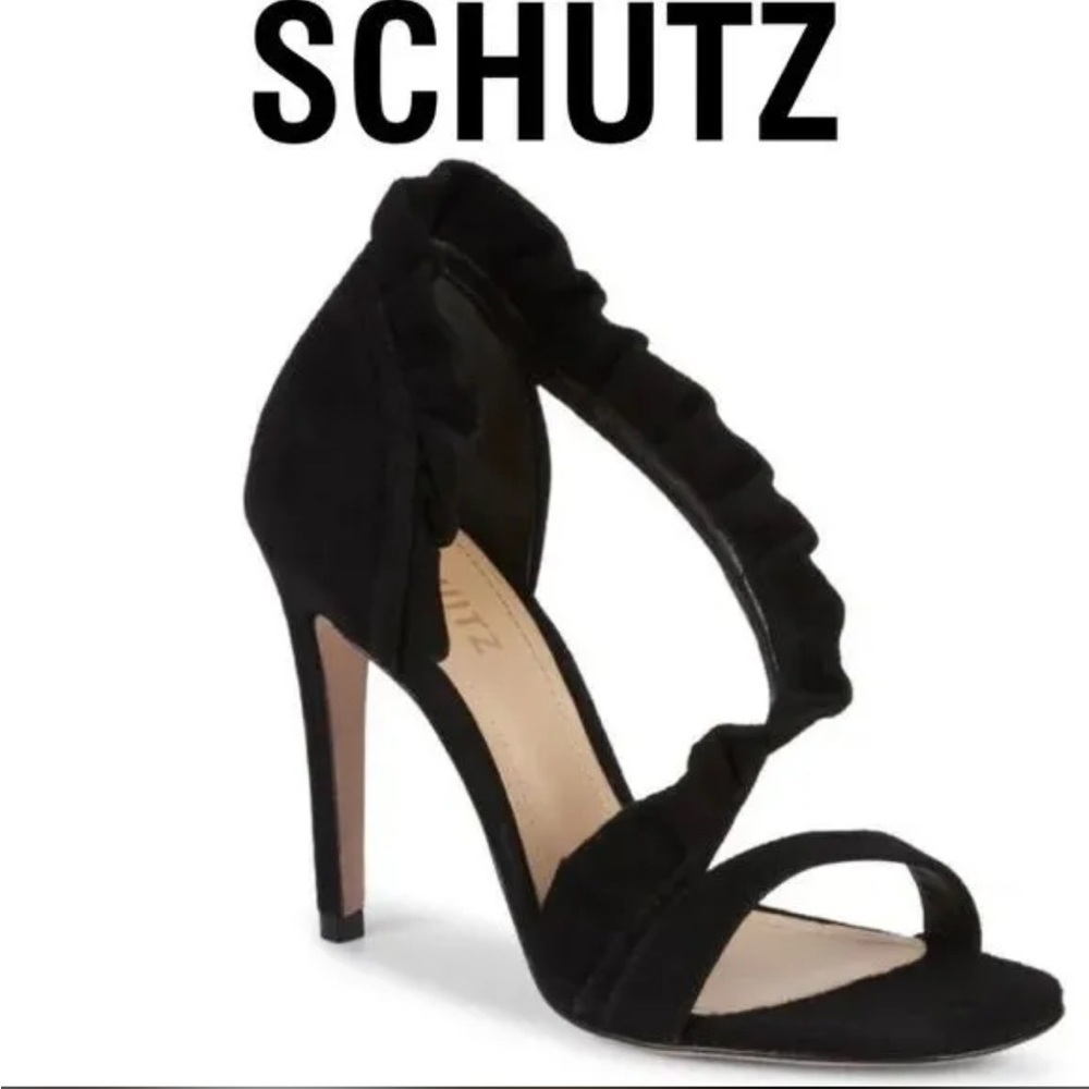 New in Box Schutz Aimme Suede Ruffle Heel - 10